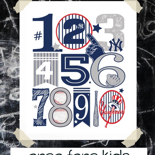 NY YANKEES ABC Nursery Art Print Etsy