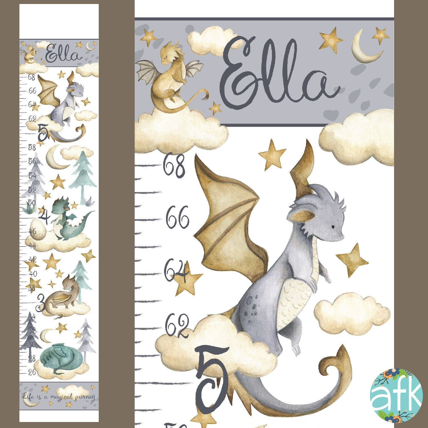 Magical Dragon Watercolor custom canvas wall hanging