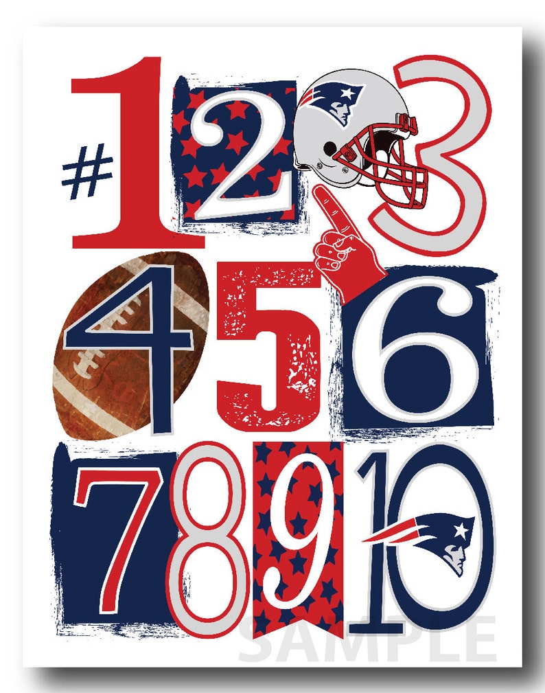 Nfl Abc Layout PATRIOTS Football Team NFL Abc Nursery Art Print - Etsy