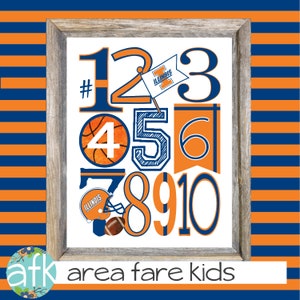 UNIVERSITY of ILLINOIS College Team 123 Nursery Art Print