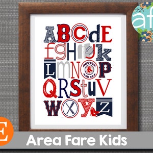 BOSTON RED SOX Baseball Team MlB  AbC Nursery Art Print