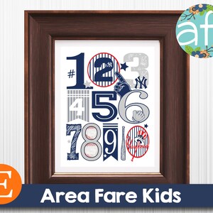 NEW YORK YANKEES Baseball Team MlB  123 Nursery Art Print