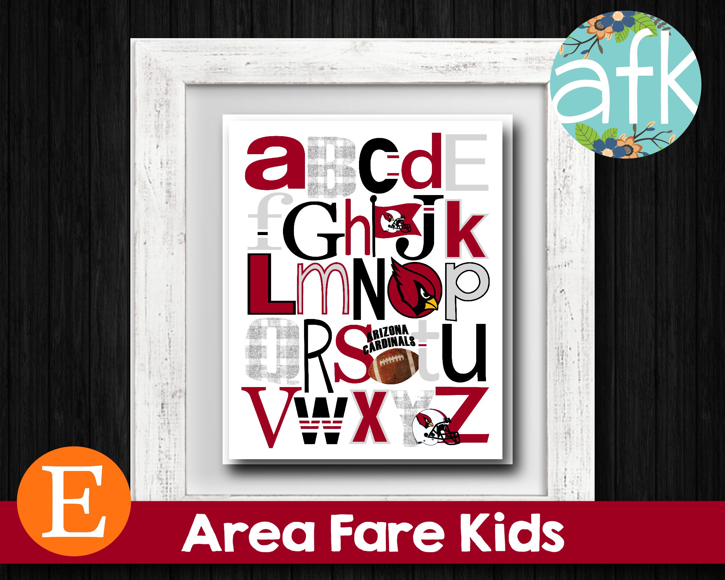 Nfl Abc Layout AZ CARDINALS Football Team NFL Abc Nursery Art Print - Etsy