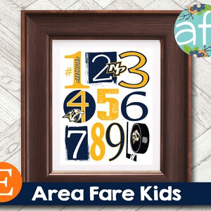 NASHVILLE PREDATORS Hockey Team NHL 123 Nursery Art Print