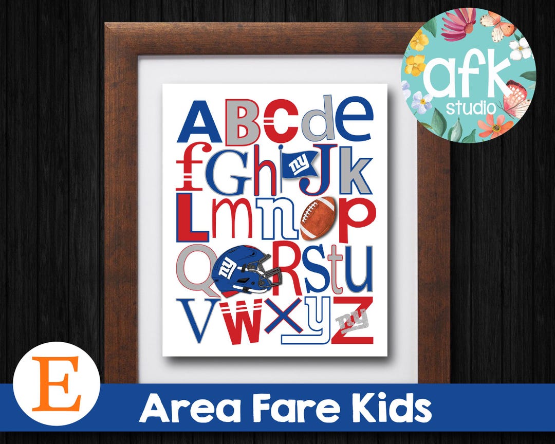 Nfl Abc Layout NY GIANTS Football Team NFL Abc Nursery Art Print - Etsy