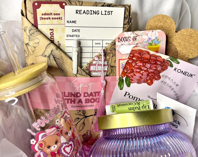 Cozy Reading Gift Box: Mystery Book, Glass Cup, Candle, Tea, Treatsbook lover gift bookish gifts gift for book lover