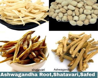 Natural Herbal Combo Of Ashwagandha Root, Safed Musli, Shatavari & Kaunch Seeds Free Ship