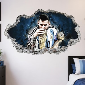 Lionel Messi Wall Decal Soccer Player Wall Art Argentina Sports Decor for Bedroom Mural Removable Wall Sticker World Cup Football Gift VS21