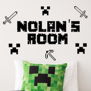 Personalized Gamer Name Wall Decal for Kids Room Pixel Style Gaming Wall Art Custom Video Game Room Decor for Boys Bedroom Playroom Sticker