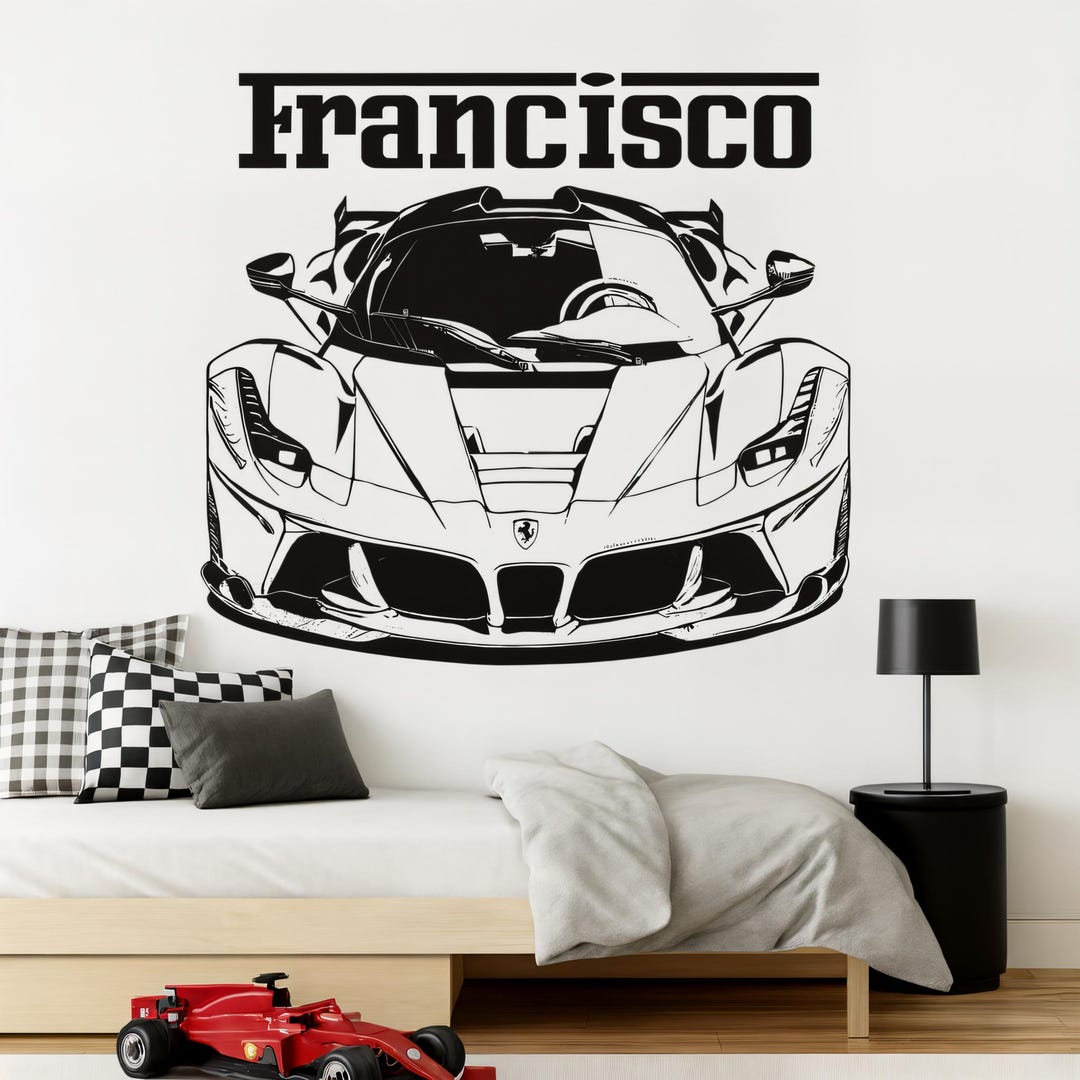 Personalized Racing Car Wall Decal With Custom Name Race Car Decor ...
