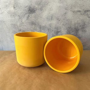 Handmade Candle Vessel 12 oz Candle Jar Candle Container Cement Jar Minimalist Modern Container Handmade Planter Yellow Color