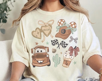 Vintage Disney Cars Mater Comfort Color T-Shirt, Coquette Mater Shirt Disney Cars Shirt, Disney Girl Trip Shirt, Disneyland Vacation Shirt