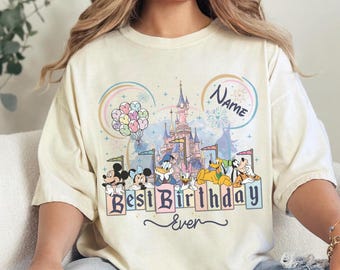 Personalized Mickey and Friends Best Birthday Ever Shirt, Disney Birthday Shirts, Birthday Matching Tees, Retro WDW Bday Shirt, Magical Bday