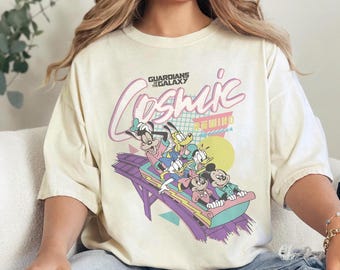 Vintage Guardians of the Galaxy Cosmic Rewind-skjorta, Musse Pigg och vänner Disney Ride-skjorta, Epcot Cosmic Rewind, Disney-skjorta för familjesemester