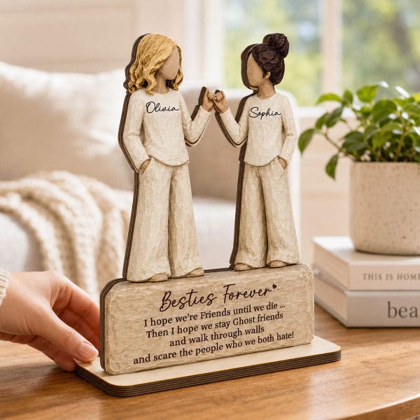 Personalized Besties Forever 2-Layered Wooden Plaque, Best Friend Pinky Promise, Friendship Keepsake Gift for Besties, Best Friend, BFF, Her