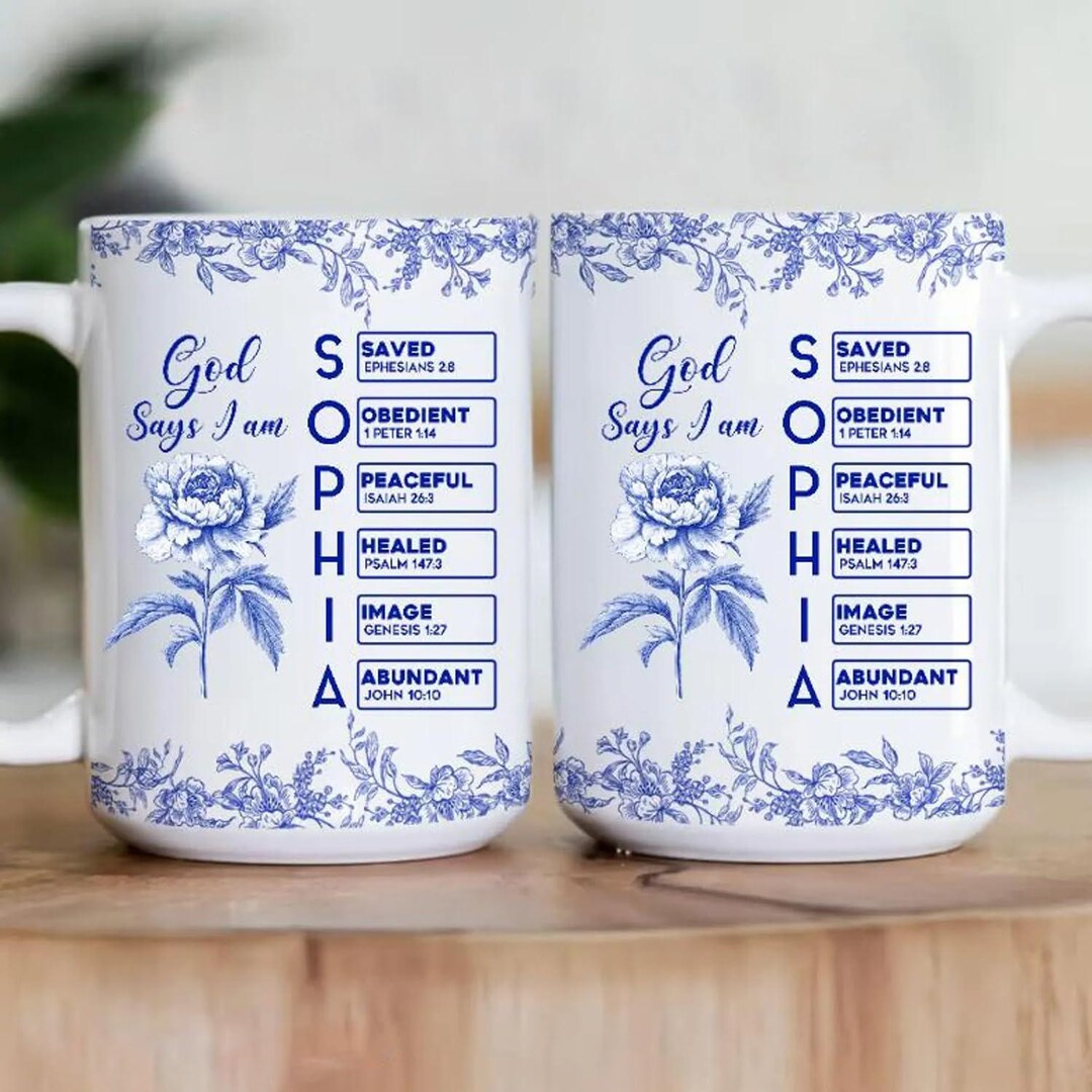Personalized God Say I Am Mug With Name Letter in Bible Verse Toile De ...