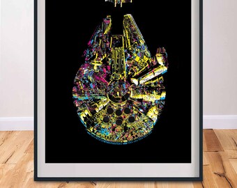 Millennium Falcon & X-Wing Fighter Digital Art Download