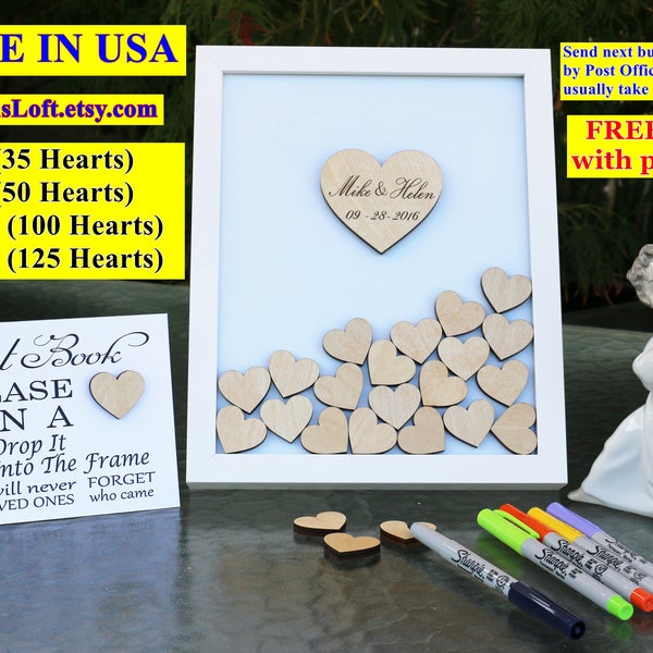 Guest Book Drop Box - Wedding Guest Book Alternative - Wedding Guest Book - Wedding Guest Book Drop Box - Hearts Guest Book