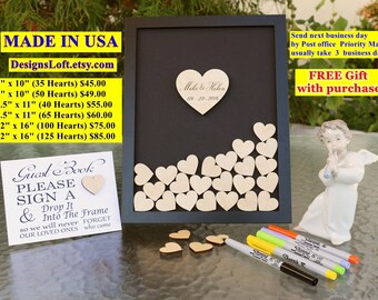 Wedding Guest Book Alternative - Personalized Wedding Guest Book Drop Box - Wedding Guest Book - Guest Book Drop Box - Hearts Guest Book