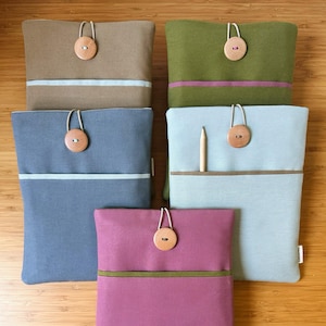 Funda acolchada libro con bolsillo, protector acolchado con diseño net minimalista, accesorio de lectura hecho a mano