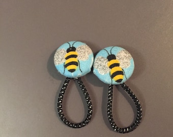 Set of 2 Bumblebee Fabric Button Hair Ties