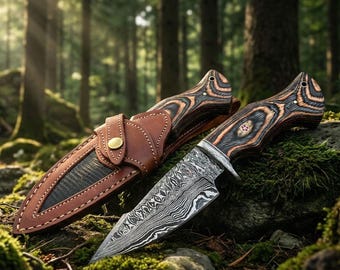 Knives - Handmade knife - Small Bowie Knife - Damascus Hunting knife - knife gift for him - Gift for men - Birthday gift