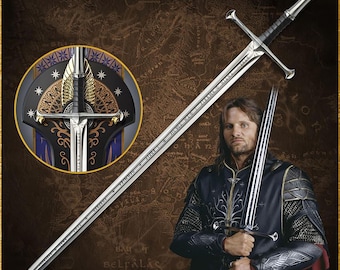 Réplica de la espada del rey Aragorn – Objeto decorativo coleccionable inspirado en los Anillos del Poder / Accesorio para cosplay, Espada vikinga, Regalo de cumpleaños