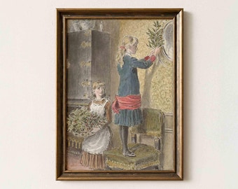Vintage Christmas Print: Victorian Illustration Wall Art (Digital Download)