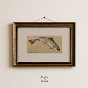 Vintage Trout Print: Cottagecore Farmhouse Fish Art (Digital Download