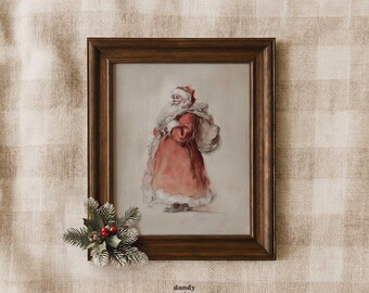 Christmas Santa Print: Vintage Style Watercolour Wall Art (Digital Download)
