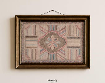 Folk Textile Wall Art Print: Antique Rug Pattern Historic Design (Digital Download)