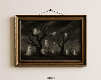 Halloween Geist Wand Kunst Druck Vintage Cottagecore Gruselige Dekoration (Digitaler Download)