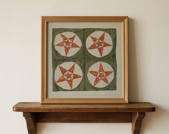 Vintage Textile Wall Art Print: Antique Quilt Cottage Decor (Digital Download)