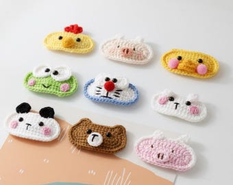 Gehaakte dierenhaarclip, schattige amigurumi-haarspeld voor meisjes, handgemaakt peuterhaaraccessoire, kinderverjaardagscadeau, partijgunst