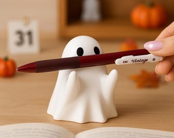 Lindo portaplumas fantasma, decoración de escritorio para Halloween, mini portaplumas fantasma 3D, regalos de Halloween, pequeña figura fantasma espeluznante, decoración para el hogar