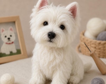 Custom Needle Felted West Highland Terrier, Personalized Westie Portrait, Handmade Wool Dog Figurine, Pet Memorial Gift