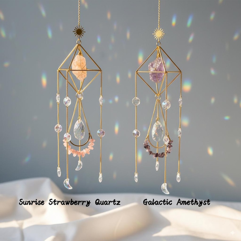 Celestial Crystal Suncatcher | Boho Window Hanging & Wall Decor ...