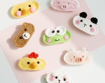 Schattige gehaakte dierenhaarclip, handgemaakte amigurumi-haarspeld, kawaii haaraccessoire voor kinderen en meisjes, uniek verjaardagscadeau, peuterspeldje