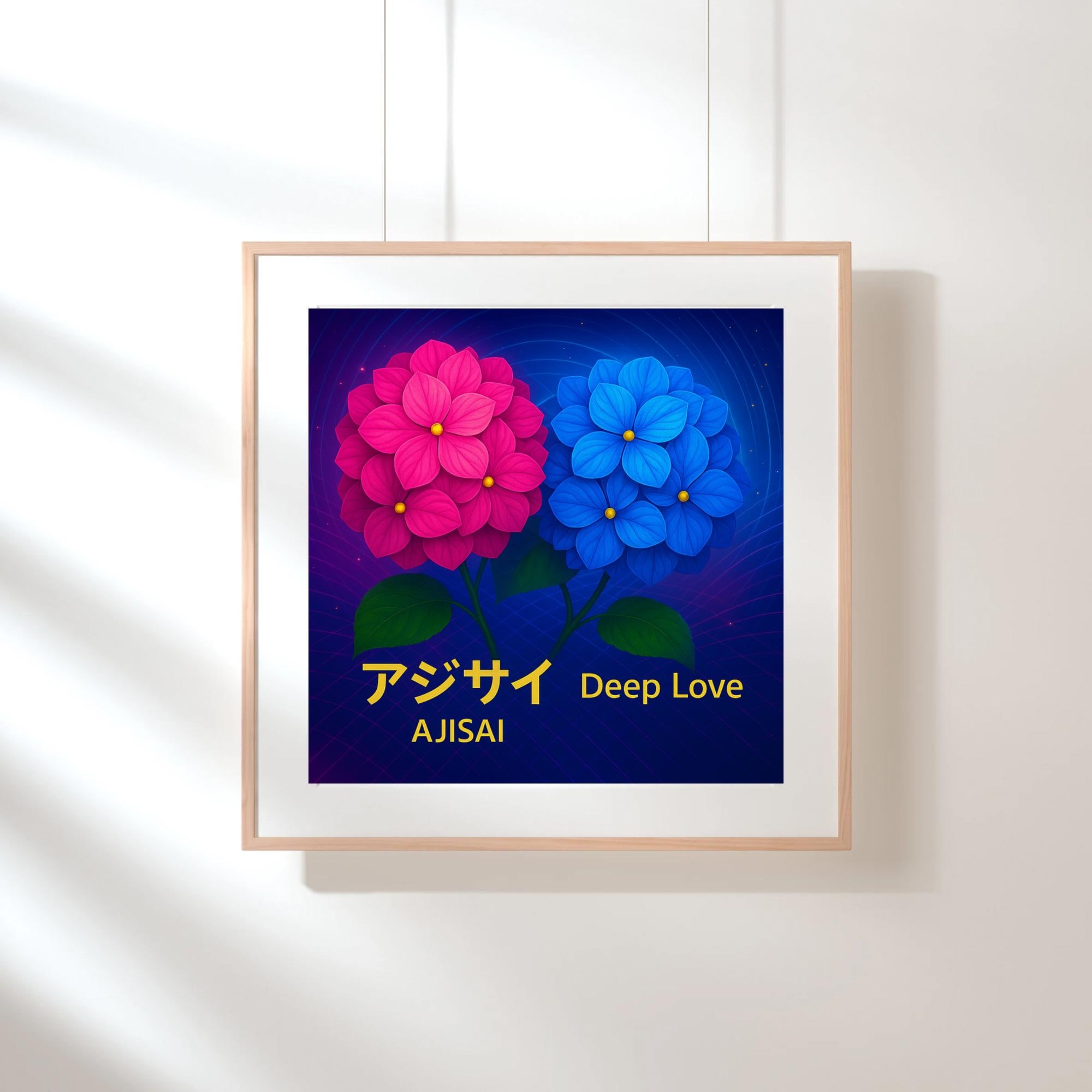 Hydrangea Flower Print: Japanese Ajisai Art, Deep Love Hanakotoba