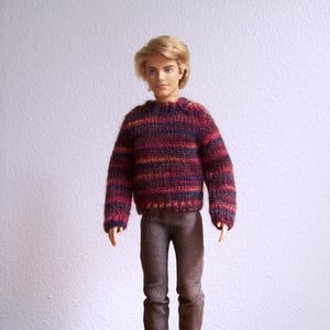 Hand Knit 1/6 Scale Doll Sweater with Stripes
