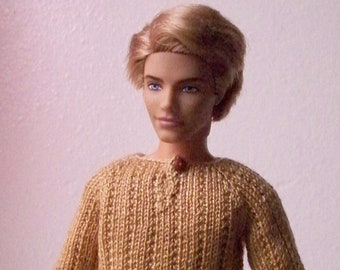 Doll Sweater, Male Fashion Doll Shirt, Gold-colored Male Doll Sweater, Action Figure Top, 1/6 Scale Doll Clothes, Action Doll Sweater