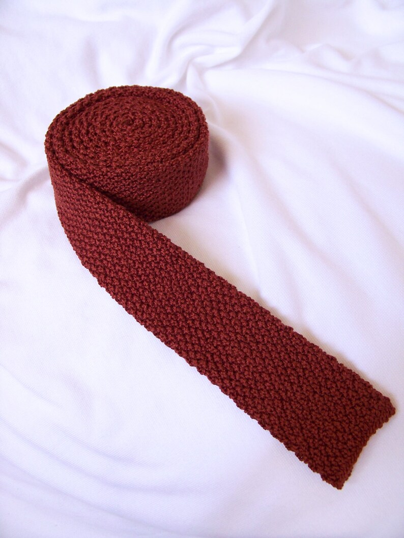 Knit Silk Tie Red Knitted Necktie Hand Knit Necktie Brown Etsy