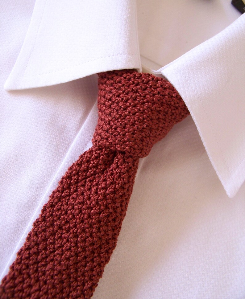 Knit Silk Tie Red Knitted Necktie Hand Knit Necktie Brown Etsy