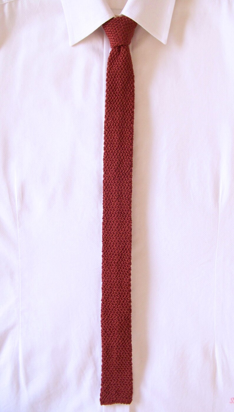 Knit Silk Tie Red Knitted Necktie Hand Knit Necktie Brown Etsy