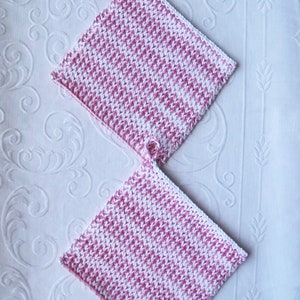 Hand Knit Cotton Pot Holder Set: Extra Thick Brioche Stitch
