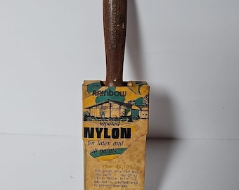 Rainbow NOS Vintage Paint Brush 100% Tapered Nylon For Latex And All Paints