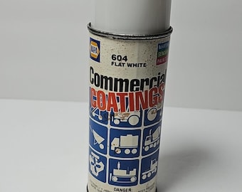 Vernice spray vintage NAPA Martin Senour Flat White #604 con etichetta di carta.