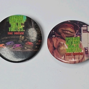 2 Ninja Turtles Movie Large Pin Original TMNT Teenage Mutant Button Lot 1990 90s