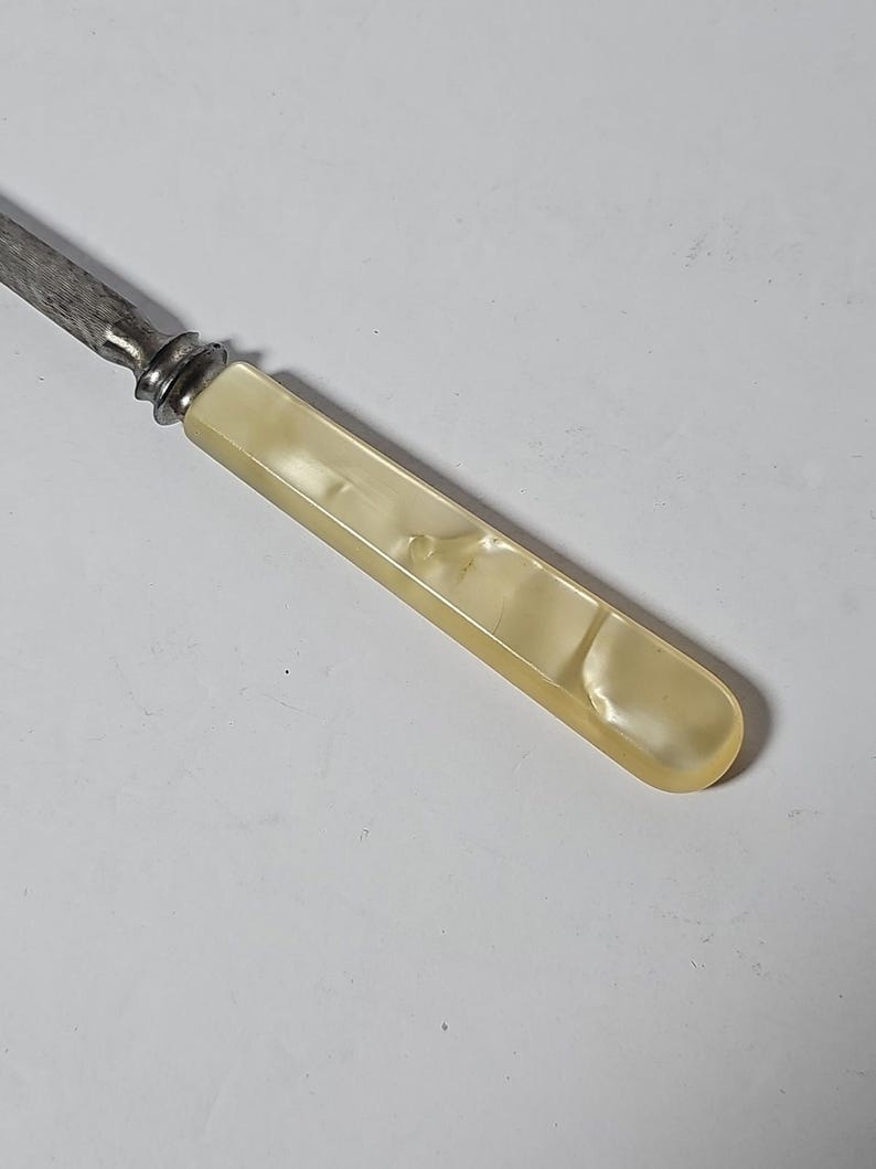 Mother of Pearl Handle Serving Knife Sharpener Pearlescent 11" Total Length READ image 3