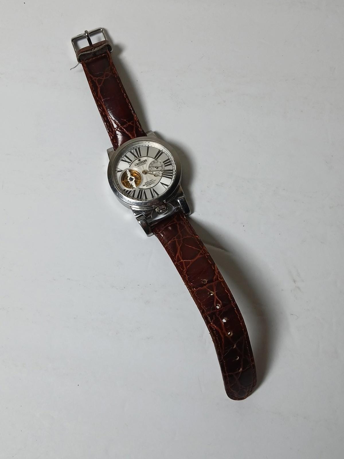 Croton watch never worn all silver black leather band gorgeous ? Collections main image 3
